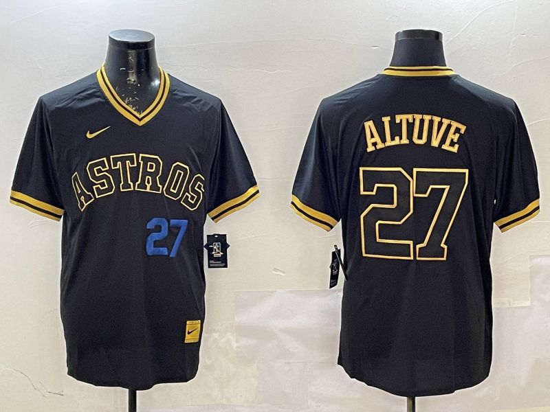 Men Houston Astros #27 Altuve Black Gold Game 2025 Nike MLB Jersey style 3->houston astros->MLB Jersey